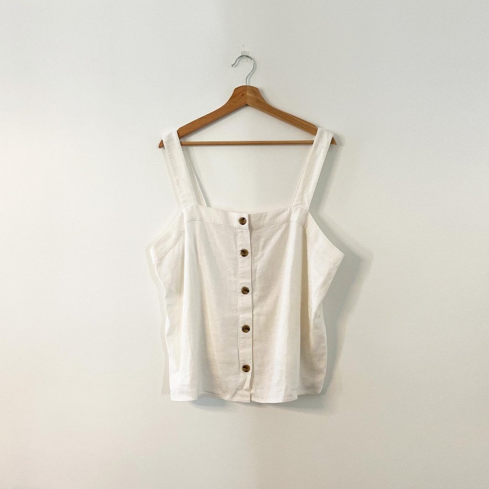 J.Crew Factory Linen-Blend Button-Front Cream Tank | BNWT | Size XXL